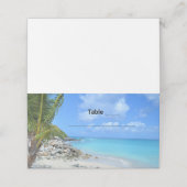 Mooie Turquoise Tropisch Strand Bruiloft Tafel Plaatskaartje (Buitenkant ongevouwen)