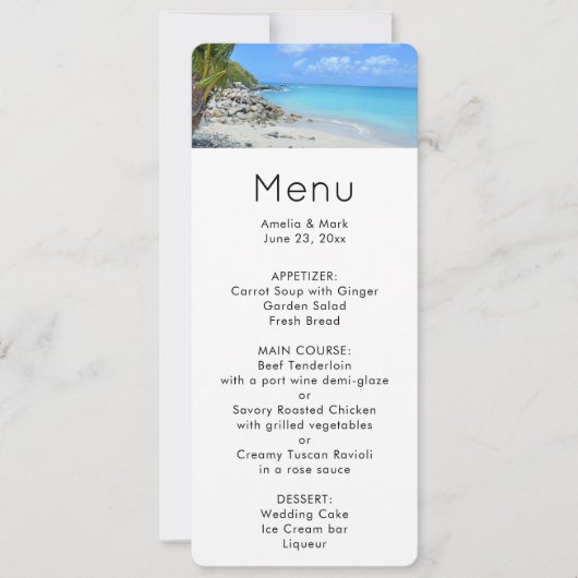 Mooie Turquoise Tropisch Strand Menu Kaart (Voorkant)