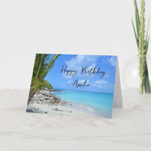 Mooie Turquoise Tropisch Strand Verjaardag Kaart