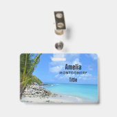 Mooie turquoise tropische strand badge (Achterkant met clip)
