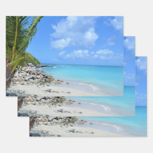 Mooie turquoise tropische strand inpakpapier vel