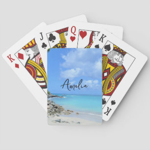 Mooie turquoise tropische strand pokerkaarten