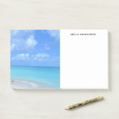 Mooie turquoise tropische strand post-it® notes (Op bureau)