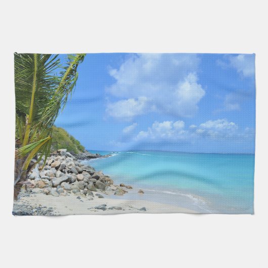 Mooie turquoise tropische strand theedoek (Horizontaal)