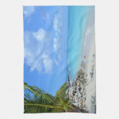Mooie turquoise tropische strand theedoek (Verticaal)