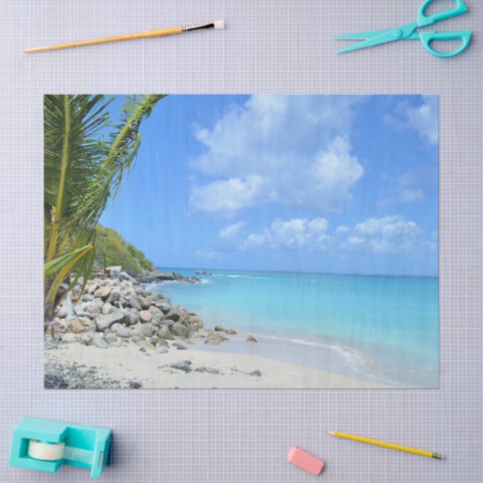 Mooie turquoise tropische strand tissuepapier (Craft)