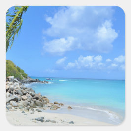 Mooie turquoise tropische strand vierkante sticker