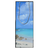 Mooie turquoise tropische strand  wijn cadeautas (Achterkant)