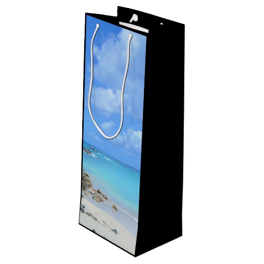 Mooie turquoise tropische strand  wijn cadeautas (Achterkant Gekanteld)