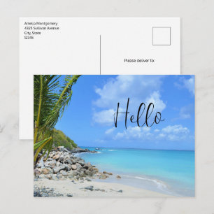 Mooie turquoise tropische strandbegroeting briefkaart