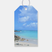 Mooie turquoise tropische strandbruiloft cadeaulabel (Achterkant)
