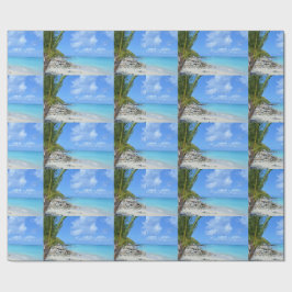 Mooie turquoise tropische strandpatroon cadeaupapier