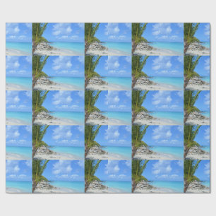 Mooie turquoise tropische strandpatroon cadeaupapier