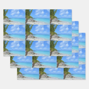 Mooie turquoise tropische strandpatroon inpakpapier vel