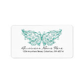 Mooie turquoise vlinder Adresetiketten Etiket (Voorkant)