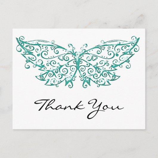 Mooie turquoise vlinder Dank u Briefkaarten (Voorkant)