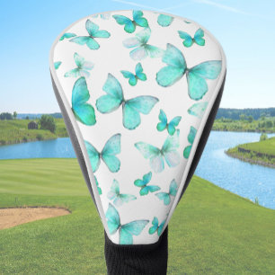 Mooie turquoise vlinder driver golf headcover