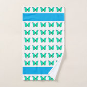 Mooie turquoise vlinder motief op wit bad handdoek (Handdoek)