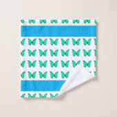 Mooie turquoise vlinder motief op wit bad handdoek (Wasdoekje)