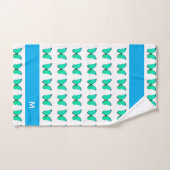 Mooie turquoise vlinder motief op wit bad handdoek (Handdoek)