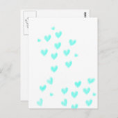Mooie Turquoise Waterverf Harten Briefkaart (Voorkant / Achterkant)
