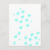Mooie Turquoise Waterverf Harten Briefkaart (Voorkant)