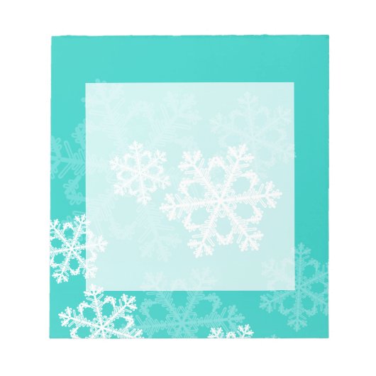 Mooie turquoise witte Kerstsneeuwvlokken Notitieblok (Voorkant)