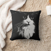 Mooie Tuxedo Cat Black en White Art Print. Kussen (Deken)