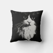 Mooie Tuxedo Cat Black en White Art Print. Kussen (Achterkant)