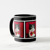 Mooie Tuxedo Kat Kerstmok Mok (Voorkant links)