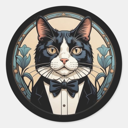Mooie Tuxedo Kat Ronde Sticker (Voorkant)