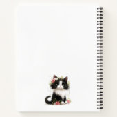 Mooie Tuxedo Kitten met Bloemen Notitieboek (Achterkant)