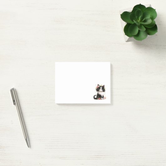 Mooie Tuxedo Kitten met Bloemen Post-it® Notes (Kantoor)