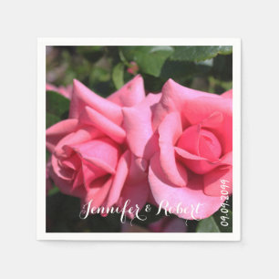 mooie twee hete roze roos bloemen. bloem foto servet