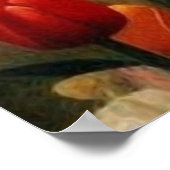 Mooie twee vlinders vliegen over tulpen modern poster (Hoek)