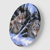 Mooie twee wolven schilderijen grote klok (Hoek)