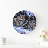 Mooie twee wolven schilderijen grote klok (Huis)