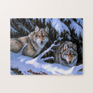 Mooie twee wolven schilderijen legpuzzel