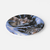 Mooie twee wolven schilderijen papieren bordje (Gekanteld)