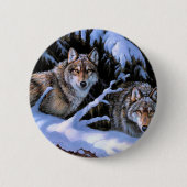 Mooie twee wolven schilderijen ronde button 5,7 cm (Voorkant)