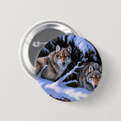 Mooie twee wolven schilderijen ronde button 5,7 cm (Voorkant /achterkant)
