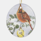 Mooie tweesnijdige kardinaalversiering keramisch ornament (Links)