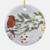 Mooie tweesnijdige kardinaalversiering keramisch ornament (Achterkant)