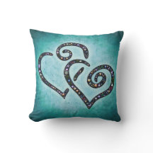 Mooie Twin Heart Blue Pillow