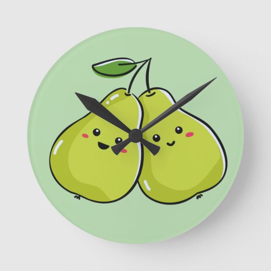 Mooie Twin Pear Nursery Ronde Klok (Voorkant)