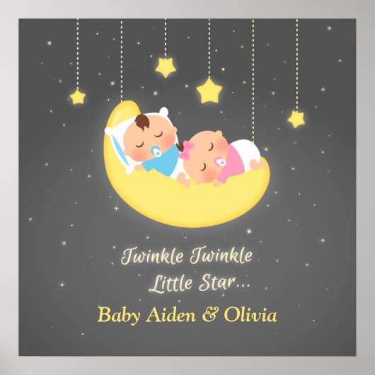 Mooie Twinkle Twinkle Little Star Tweeling Poster (Voorkant)