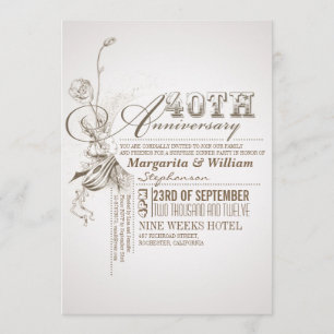 mooie typografie 40e verjaardagsuitnodigingen kaart