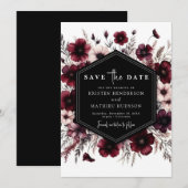 Mooie typografie Bourgondische bruiloft Save The Date (Voorkant / Achterkant)