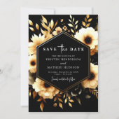 Mooie Typografie Gouden en Zwarte bruiloft Save The Date (Voorkant)