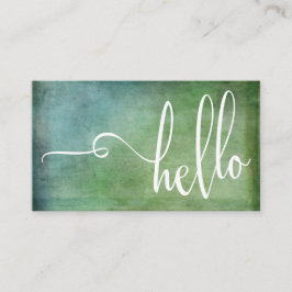Mooie typografie met 'Hello' in het groen en turqu Visitekaartje
